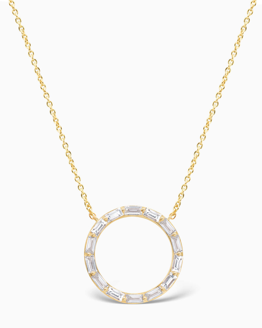 Diamond Baguette Circle Moissanite Necklace For Women(Large)
