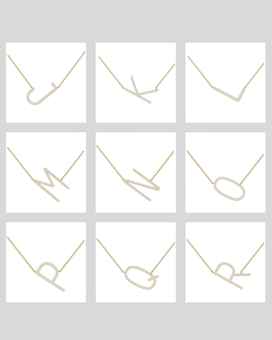 Round Cut Diamond Sideways Initial Moissanite Necklace For Women
