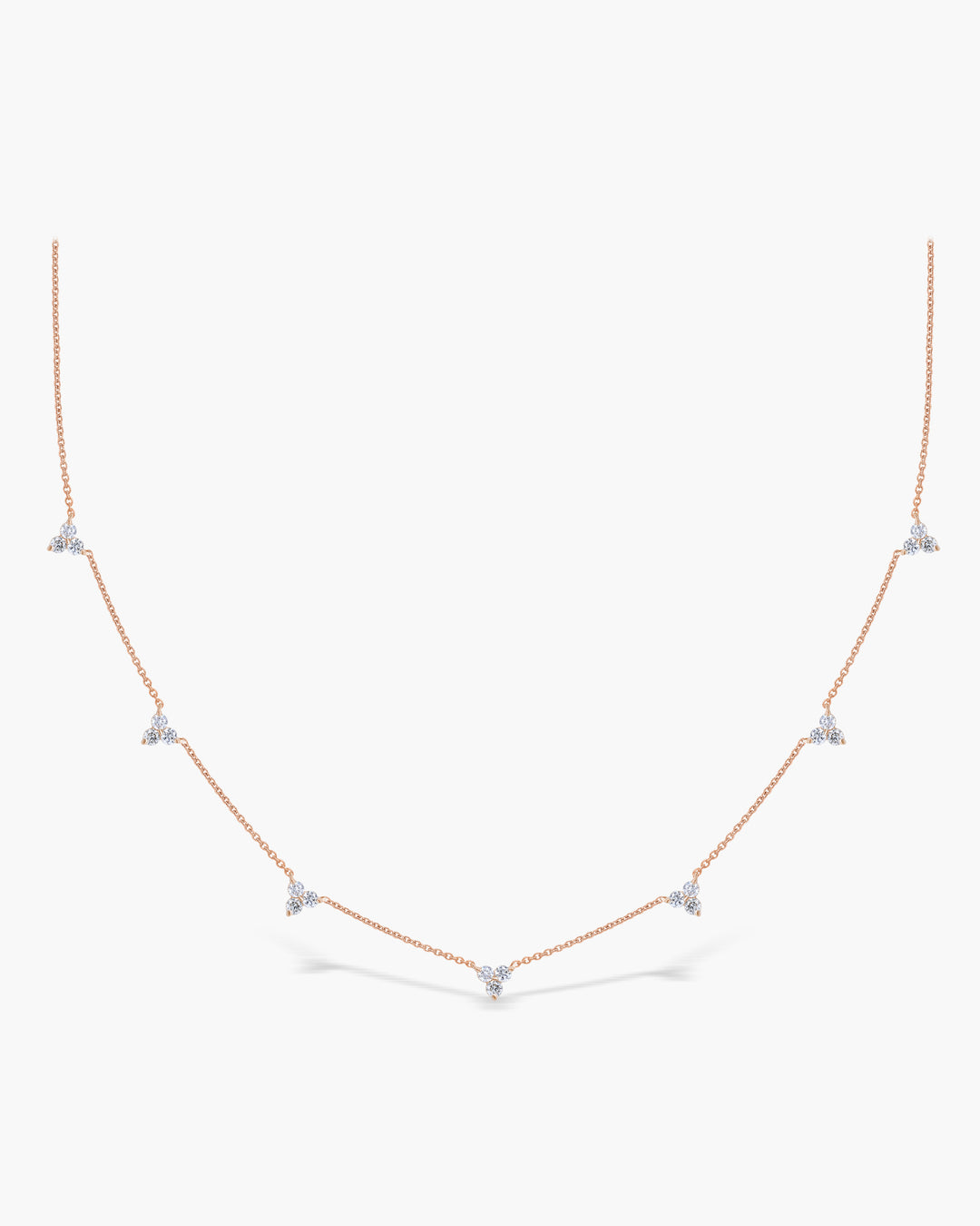 Round Cut Diamond Three Stone Moissanite Necklace For Women(7 Stations)