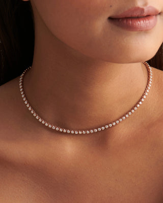 Round Cut Diamond Moissanite Tennis Necklace For Her