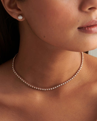 Round Cut Diamond Moissanite Tennis Necklace For Her
