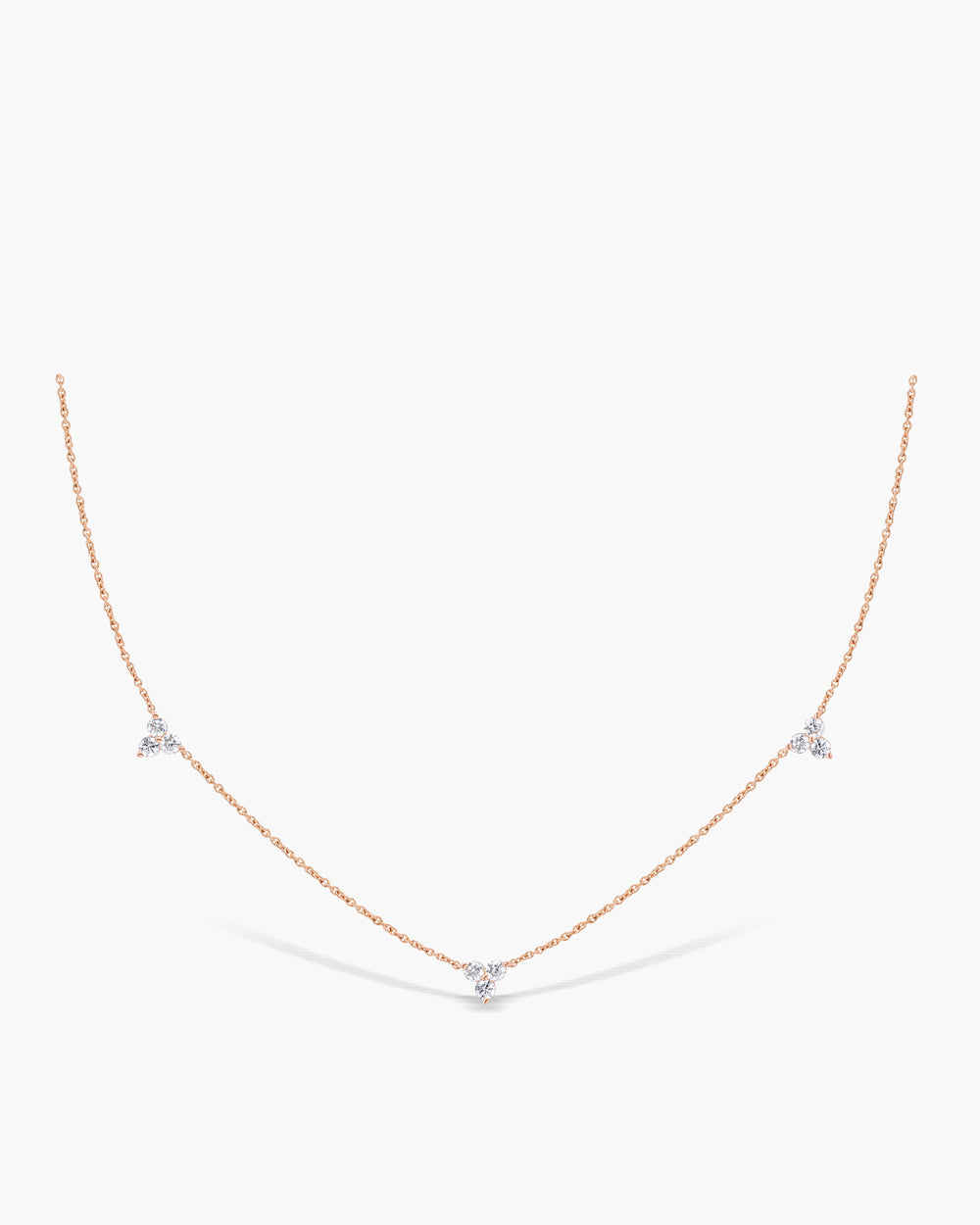 Round Cut Moissanite Three Stone Diamond Necklace For Her(3 Stations)