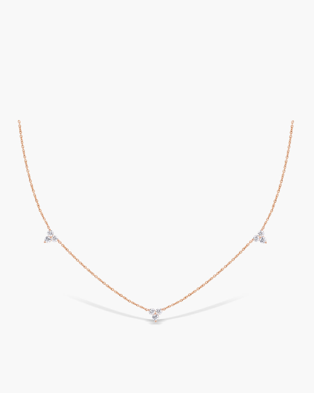 Round Cut Moissanite Three Stone Diamond Necklace For Her(3 Stations)