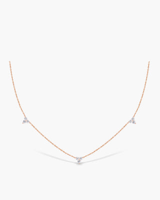 Round Cut Moissanite Three Stone Diamond Necklace For Her(3 Stations)