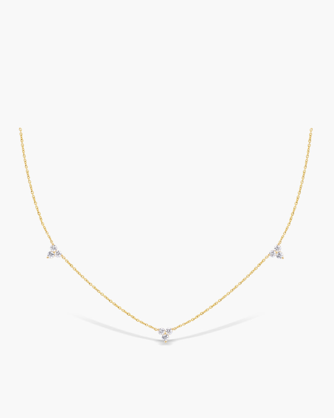 Round Cut Moissanite Three Stone Diamond Necklace For Her(3 Stations)
