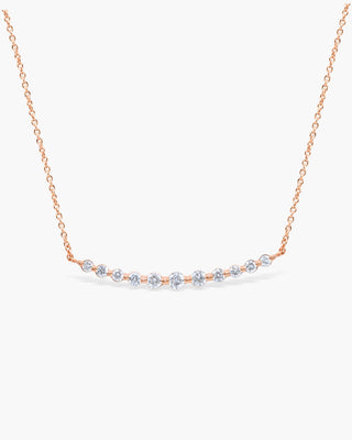 Round Cut Moissanite Floating Curved Bar Diamond Necklace For Her