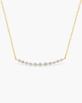 Round Cut Moissanite Floating Curved Bar Diamond Necklace For Her