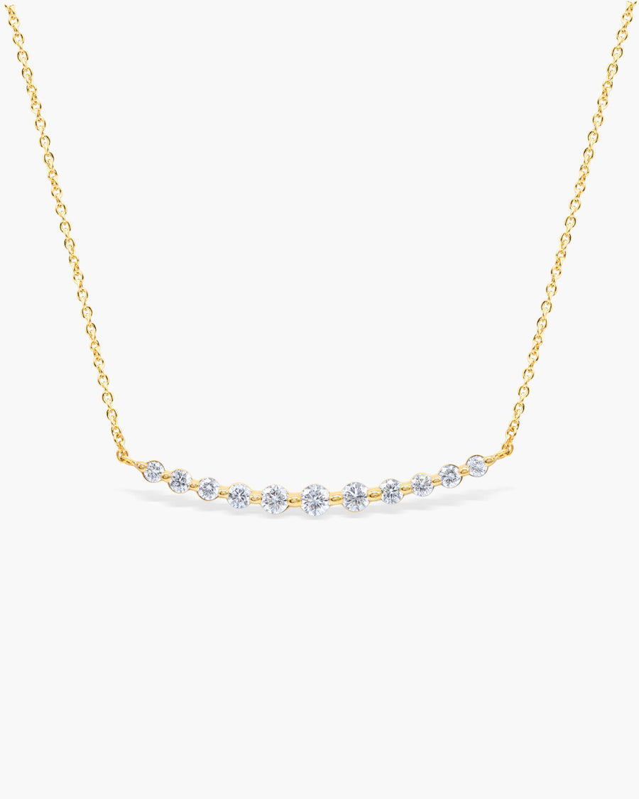 Round Cut Moissanite Floating Curved Bar Diamond Necklace For Her