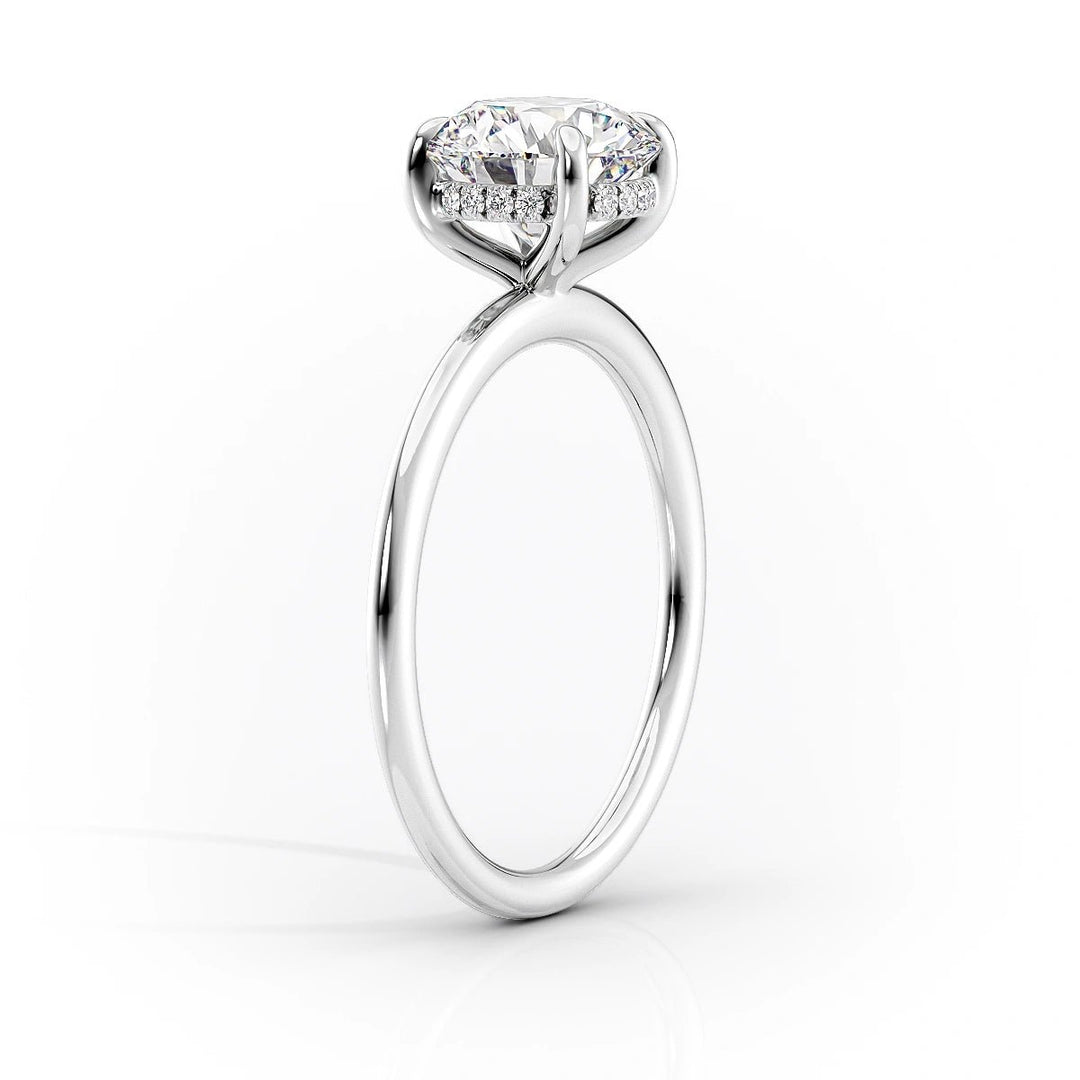 hidden halo pear diamond ring