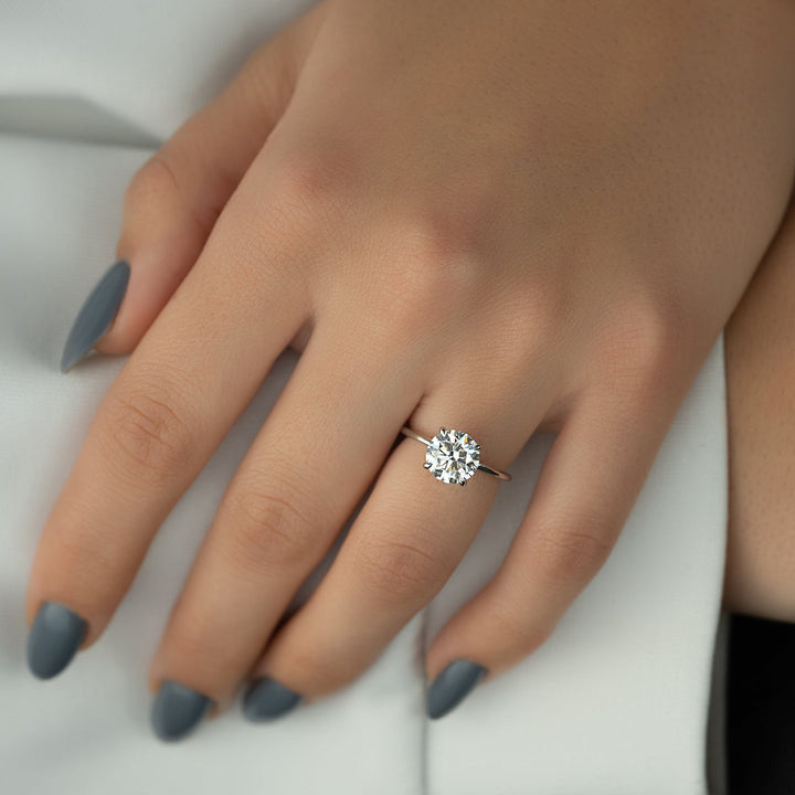 hidden halo round diamond ring,