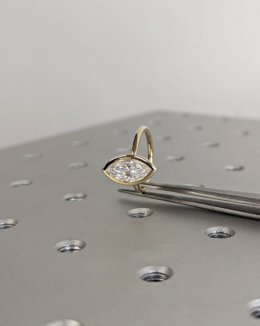 Luxury marquise cut bezel set diamond ring for her