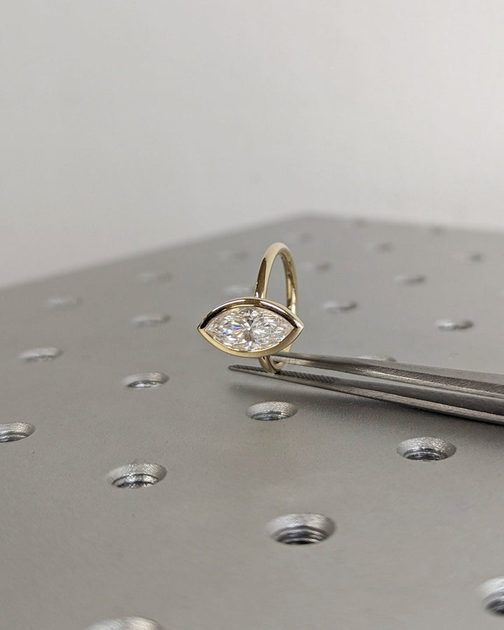 Luxury marquise cut bezel set diamond ring for her