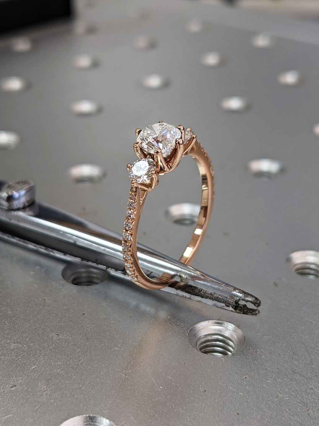 Fine jewelry round three stone engagement ring for her