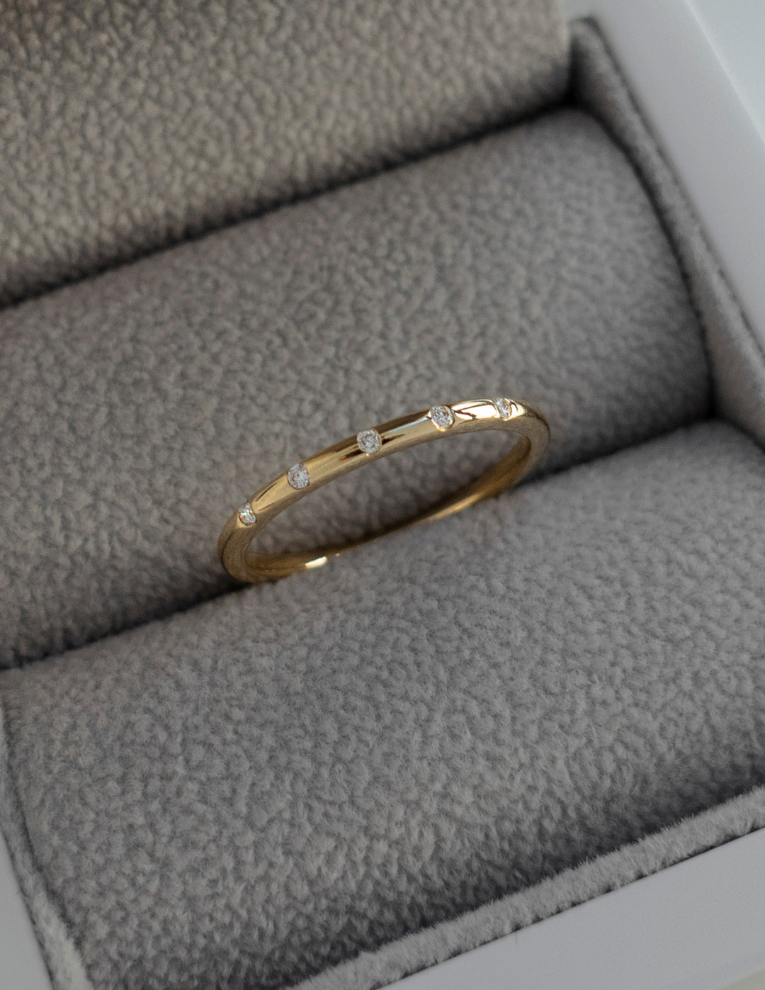Round Spaced Diamond CVD EF/VVS Flush Wedding Band for Women