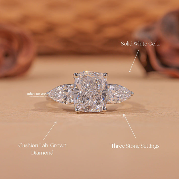 GIA certified three-stone rings, Three-stone engagement rings under $2000, Buy three-stone ring with matching band, Discounted three-stone engagement rings, 
