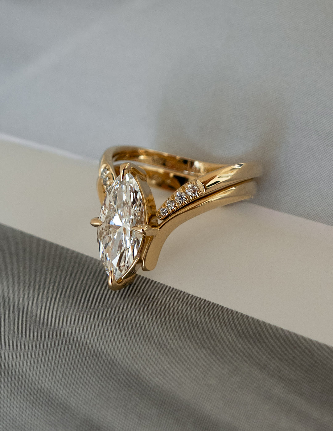 1.50CT Marquise F-VS Lab Grown Eve Wedding Ring with Eve Pave Band