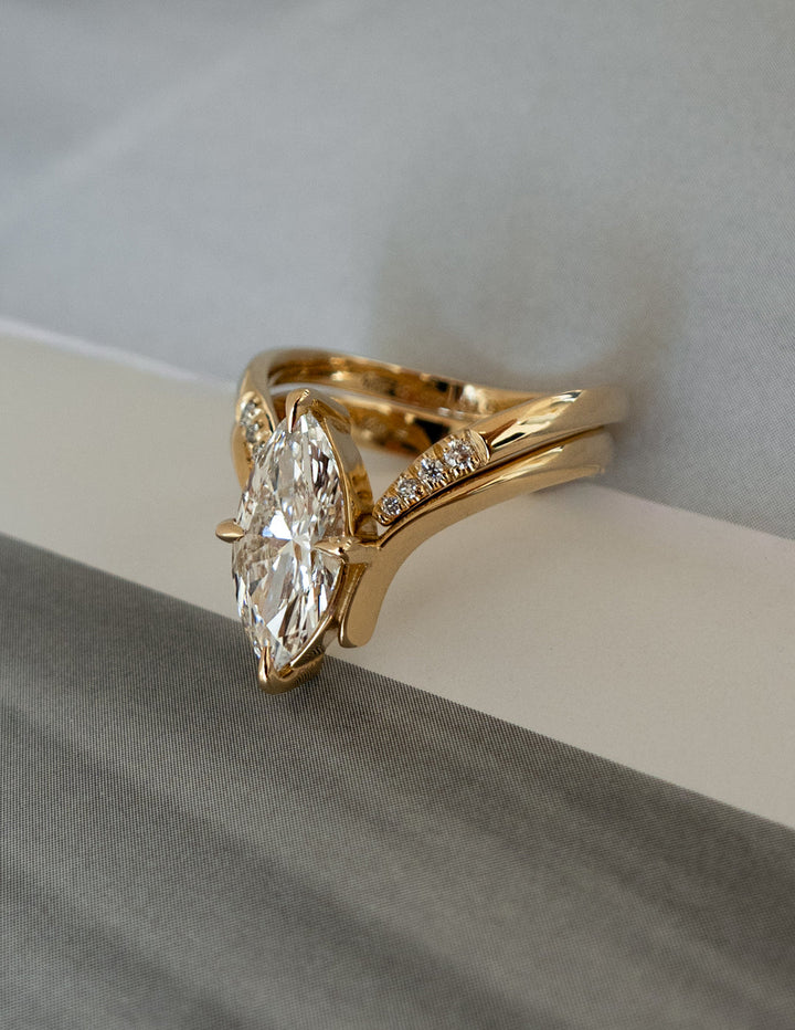 1.50CT Marquise F-VS Lab Grown Eve Wedding Ring with Eve Pave Band