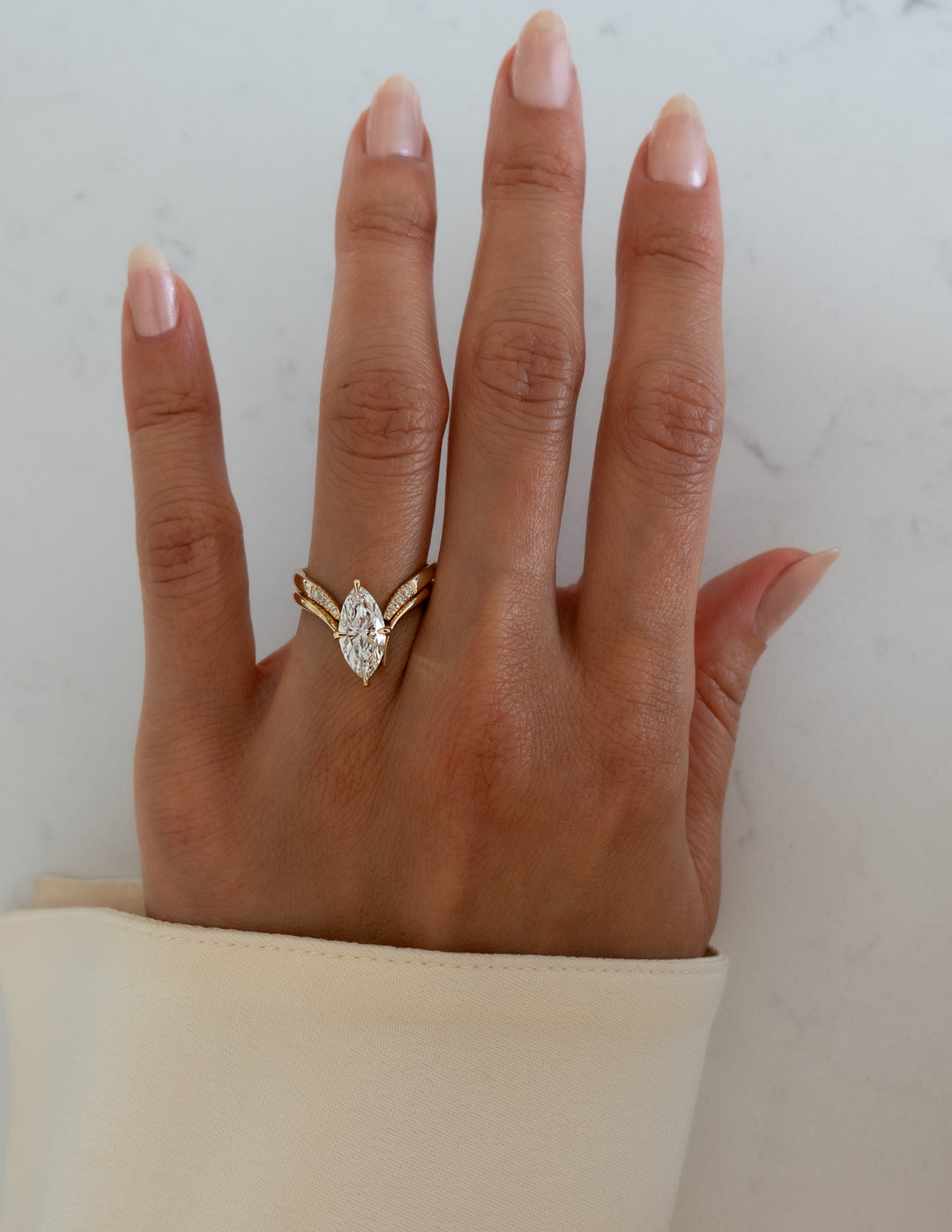 1.50CT Marquise F-VS Lab Grown Eve Wedding Ring Set ~TRIPLE SET