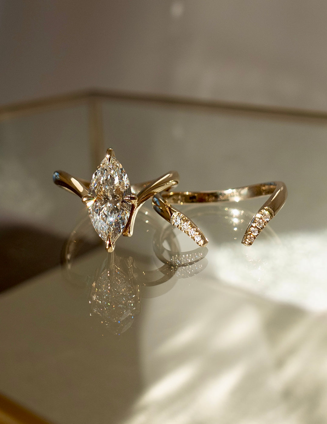 1.50CT Marquise F-VS Lab Grown Eve Wedding Ring with Eve Pave Band