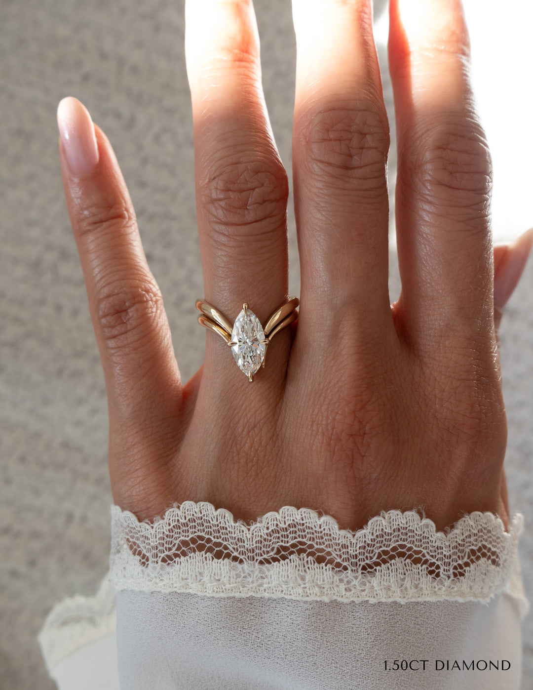 1.50CT Marquise F-VS Lab Grown Eve Wedding Ring with Eve Pave Band
