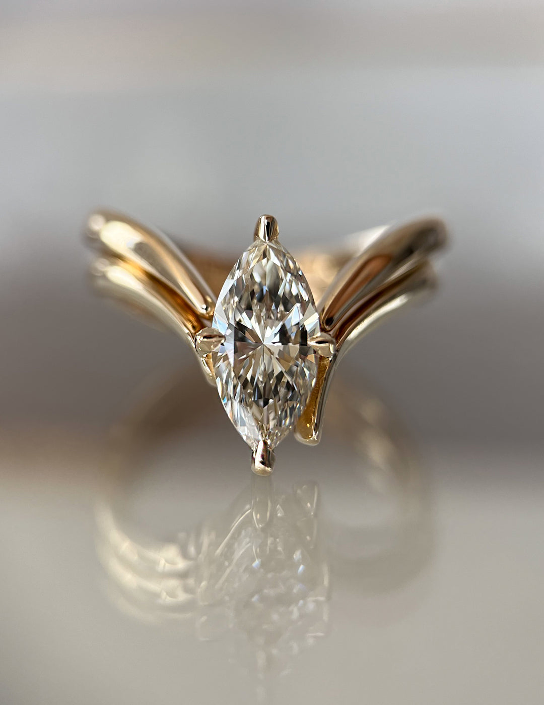 1.50CT Marquise F-VS Lab Grown Eve Wedding Ring with Eve Pave Band