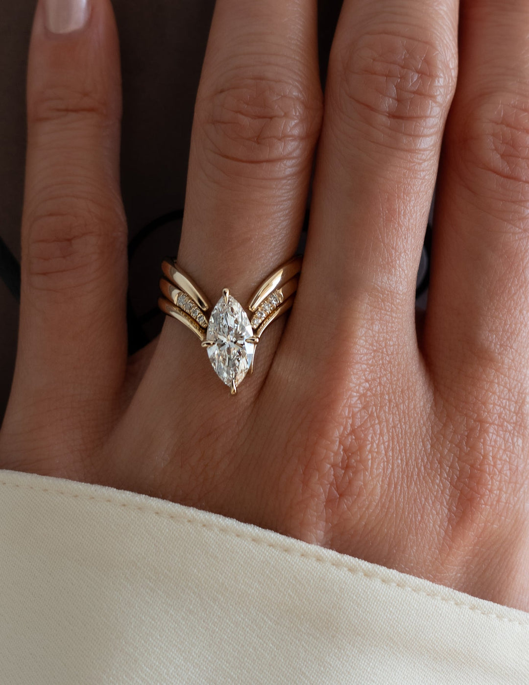 1.50CT Marquise F-VS Lab Grown Eve Wedding Ring Set ~TRIPLE SET