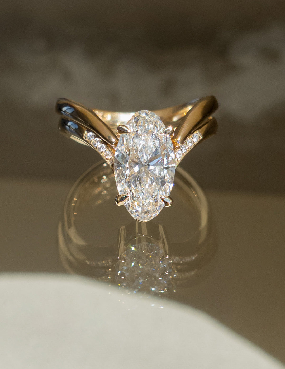 2.0CT Oval F-VS Lab Grown Eve Wedding Ring with Eve Open Band