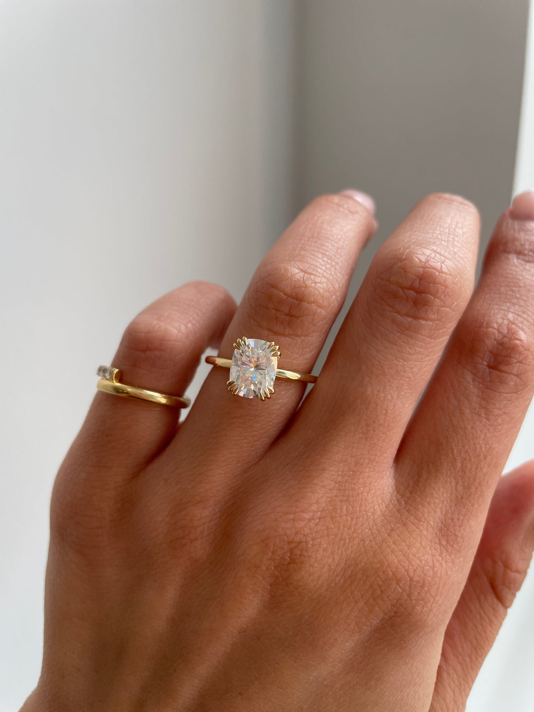 2.01-4.01 CT Elongated Cushion Cut Lab Grown Diamond Solitaire Engagement Ring