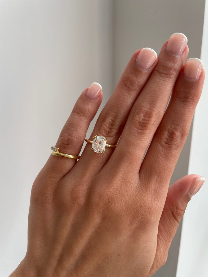 2.01-4.01 CT Elongated Cushion Cut Lab Grown Diamond Solitaire Engagement Ring