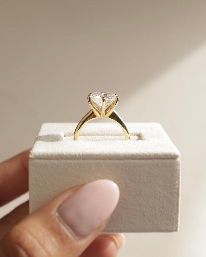 1.0-3.0 CT Round Cut Lab Grown Diamond  Solitaire Engagement Ring