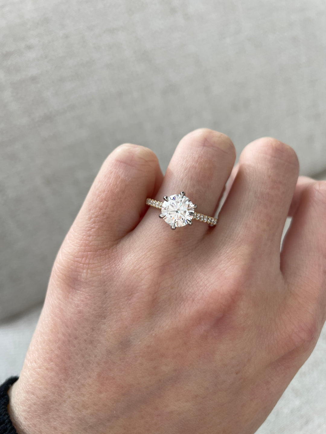 1.45-3.45 CT Round Cut Lab Grown Diamond Pave Setting Engagement Ring