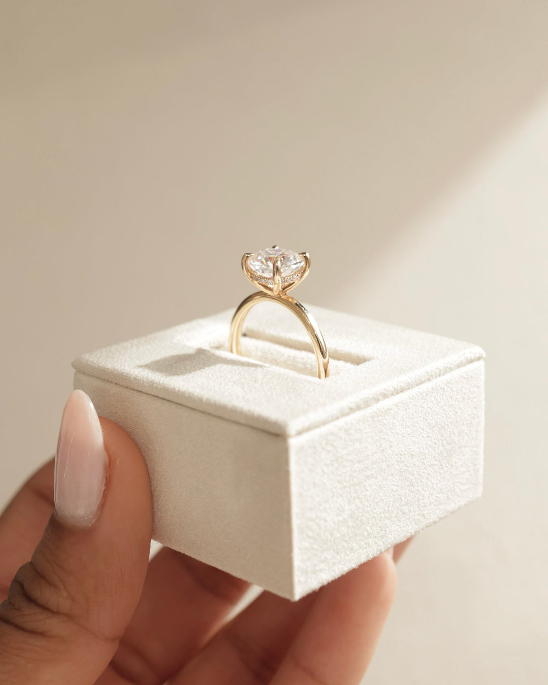 1.50-3.50 CT Cushion Cut Lab Grown Diamond Hidden Halo Engagement Ring
