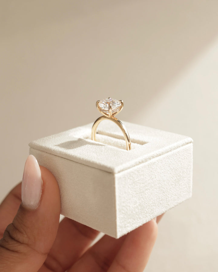 1.50-3.50 CT Cushion Cut Lab Grown Diamond Hidden Halo Engagement Ring