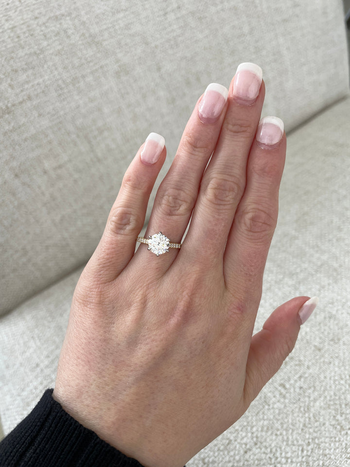 1.45-3.45 CT Round Cut Lab Grown Diamond Pave Setting Engagement Ring