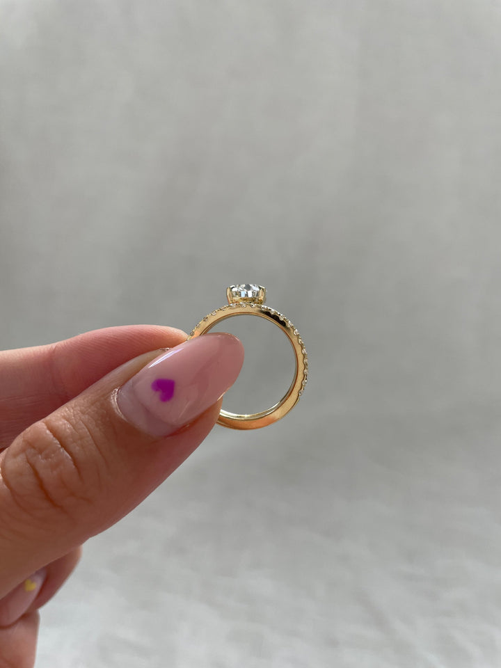 2.10-4.10 CT Pear Cut Lab Grown Diamond Double Band Engagement Ring