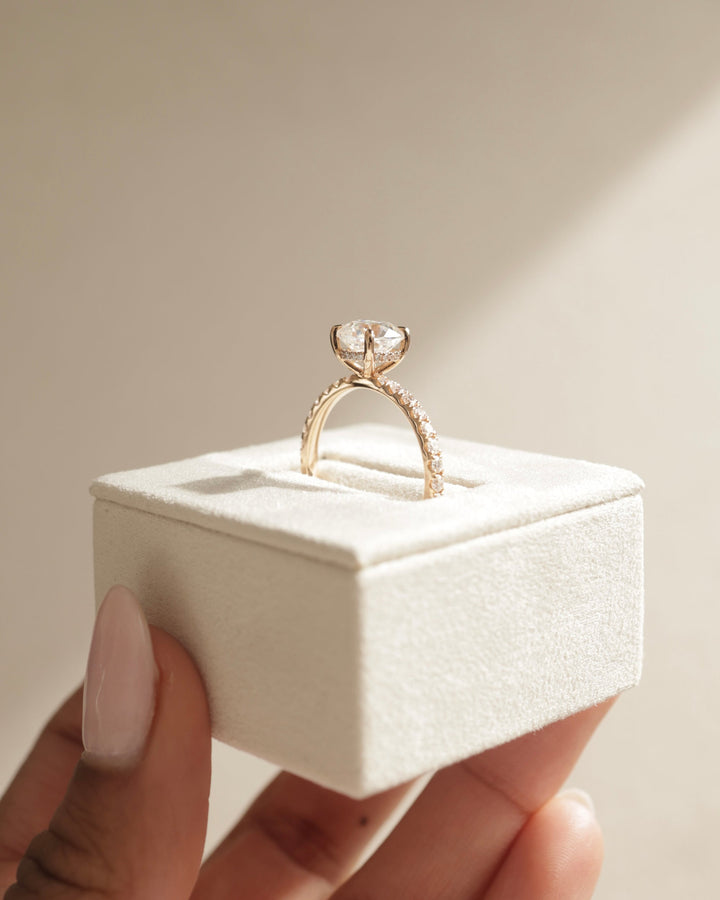 2.0-4.0 CT Cushion Cut Lab Grown Diamond Hidden Halo & Pave Engagement Ring