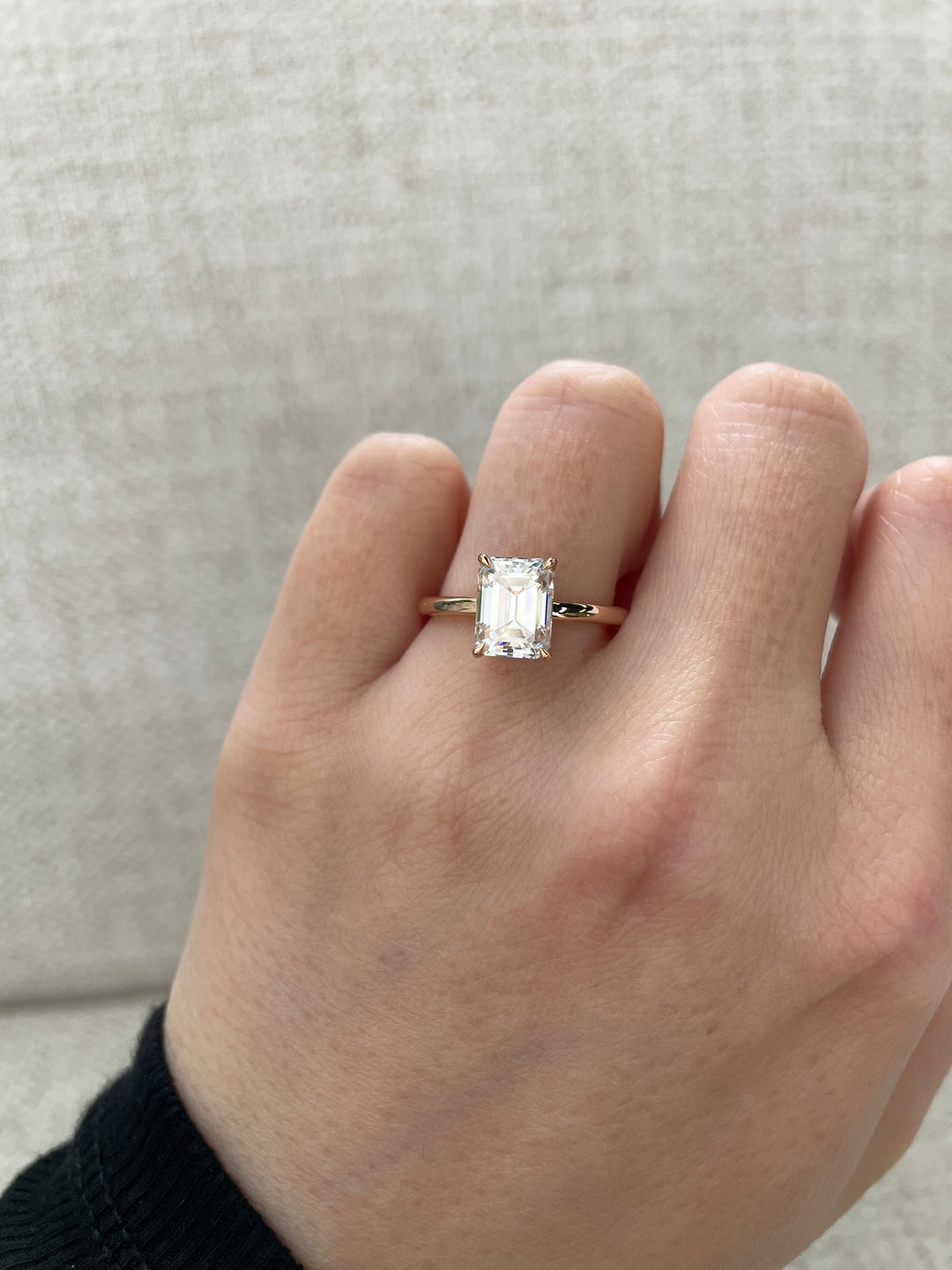 2.0-4.0 CT Emerald Cut Lab Grown Diamond Solitaire Engagement Ring