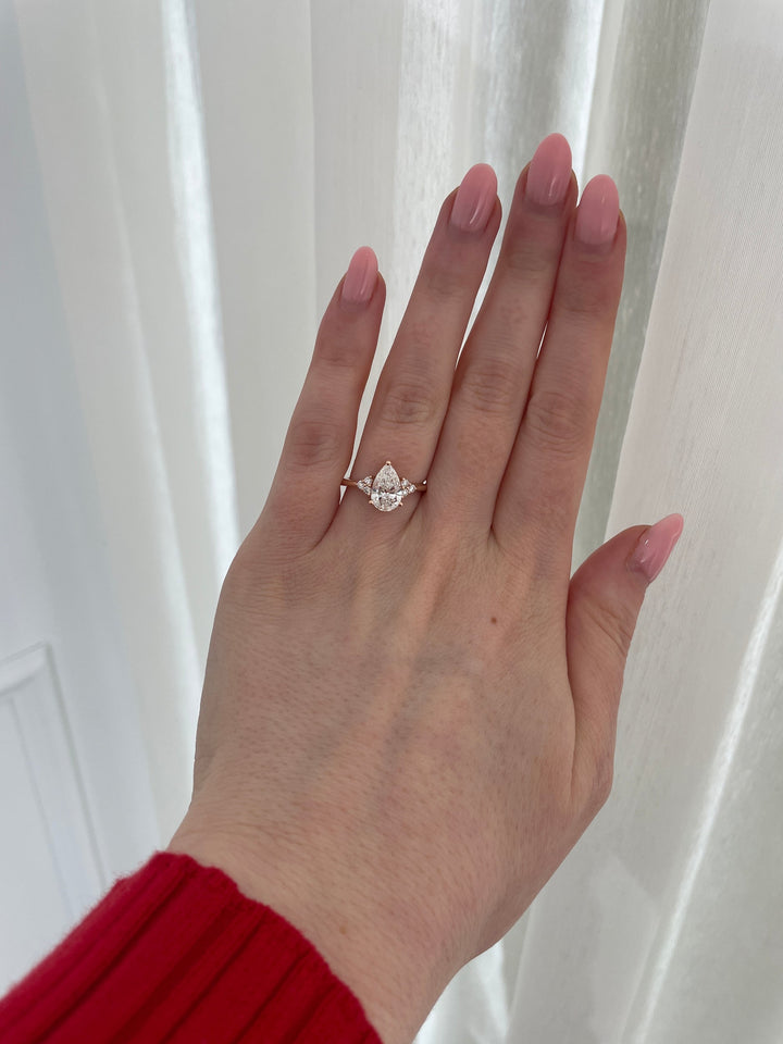 1.52-3.52 CT Pear Cut Lab Grown Diamond Cluster Engagement Ring