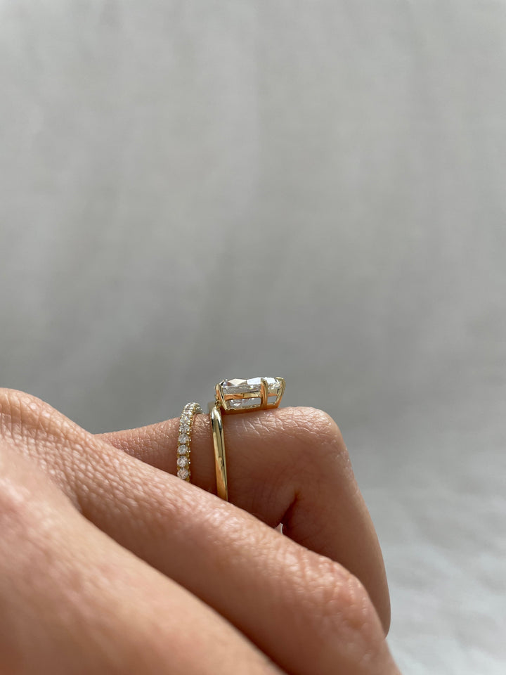 2.10-4.10 CT Pear Cut Lab Grown Diamond Double Band Engagement Ring