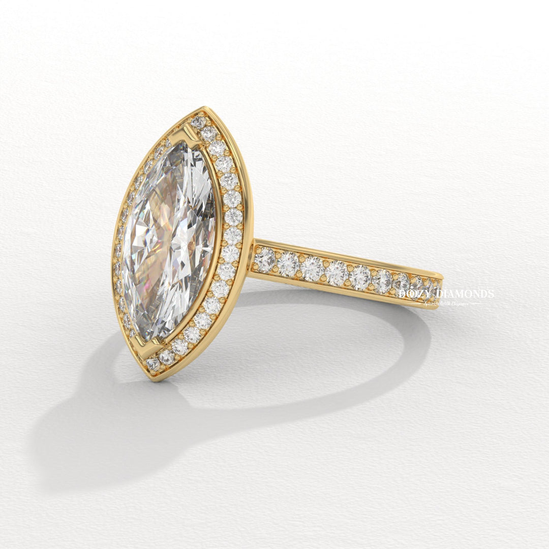 Lab grown diamond ring
Lab created diamond ring
Channel set engagement ring
Halo engagement ring
Marquise cut halo ring