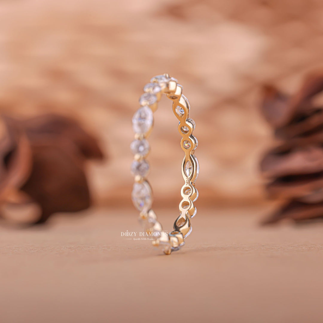 Yellow gold diamond wedding band, Rose gold diamond wedding band, Two-tone diamond wedding band, Certified diamond wedding band, Handcrafted diamond wedding band