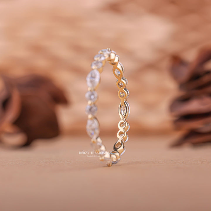 Yellow gold diamond wedding band, Rose gold diamond wedding band, Two-tone diamond wedding band, Certified diamond wedding band, Handcrafted diamond wedding band