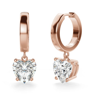 Heart Cut Moissanite Diamond Solitaire Drop Earrings