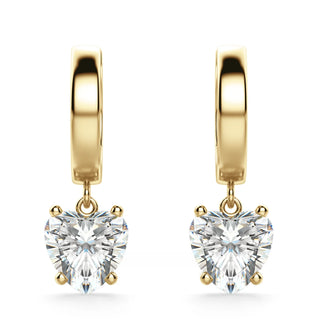 Heart Cut Moissanite Diamond Solitaire Drop Earrings