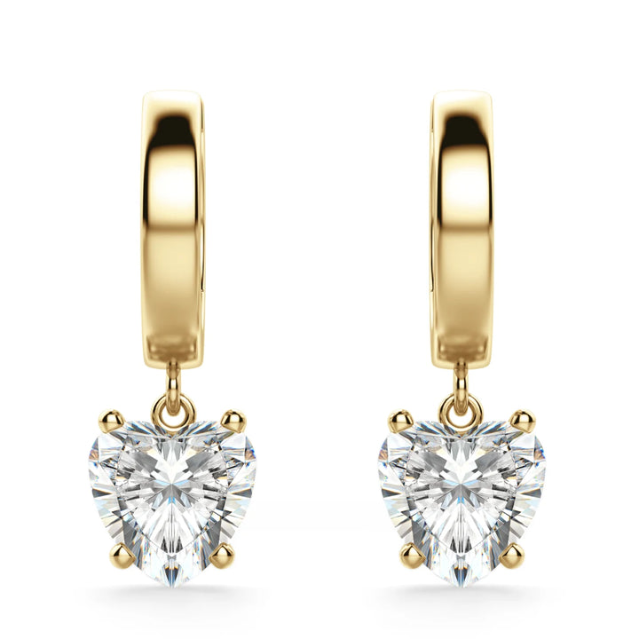 Heart Cut Moissanite Diamond Solitaire Drop Earrings