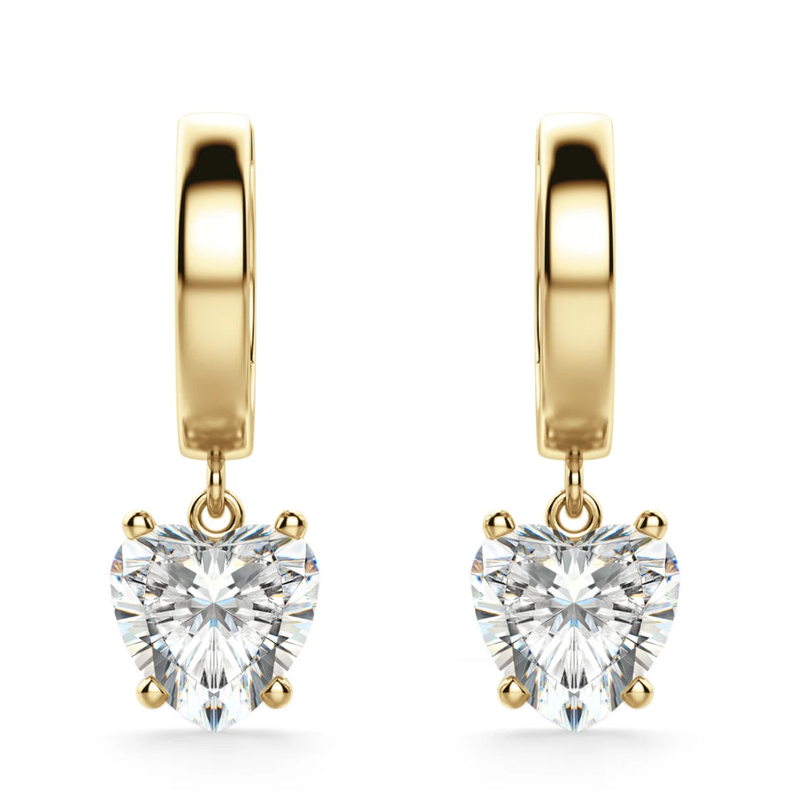 Heart Cut Moissanite Diamond Solitaire Drop Earrings