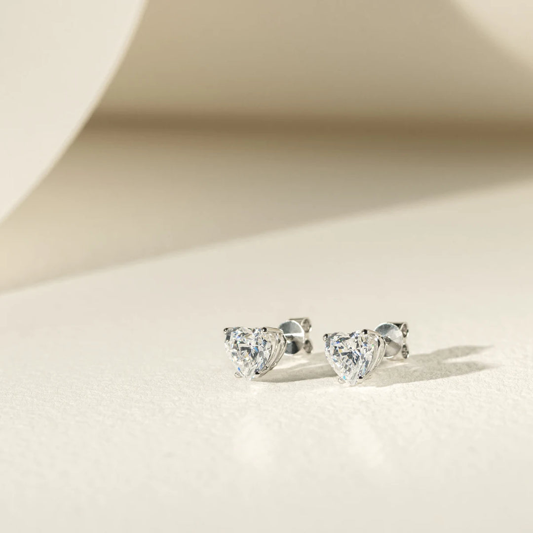 Heart Cut Moissanite Diamond Solitaire Stud Earrings For Women