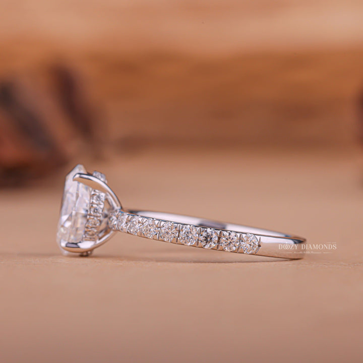 Hidden halo vs traditional halo rings, Hidden halo diamond ring in white gold, Unique hidden halo rings for women, 