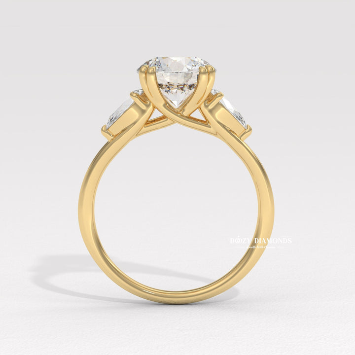 Round cut three stone ring
Ethical lab diamond ring
IGI Certified lab diamond ring
Round brilliant cut engagement ring
