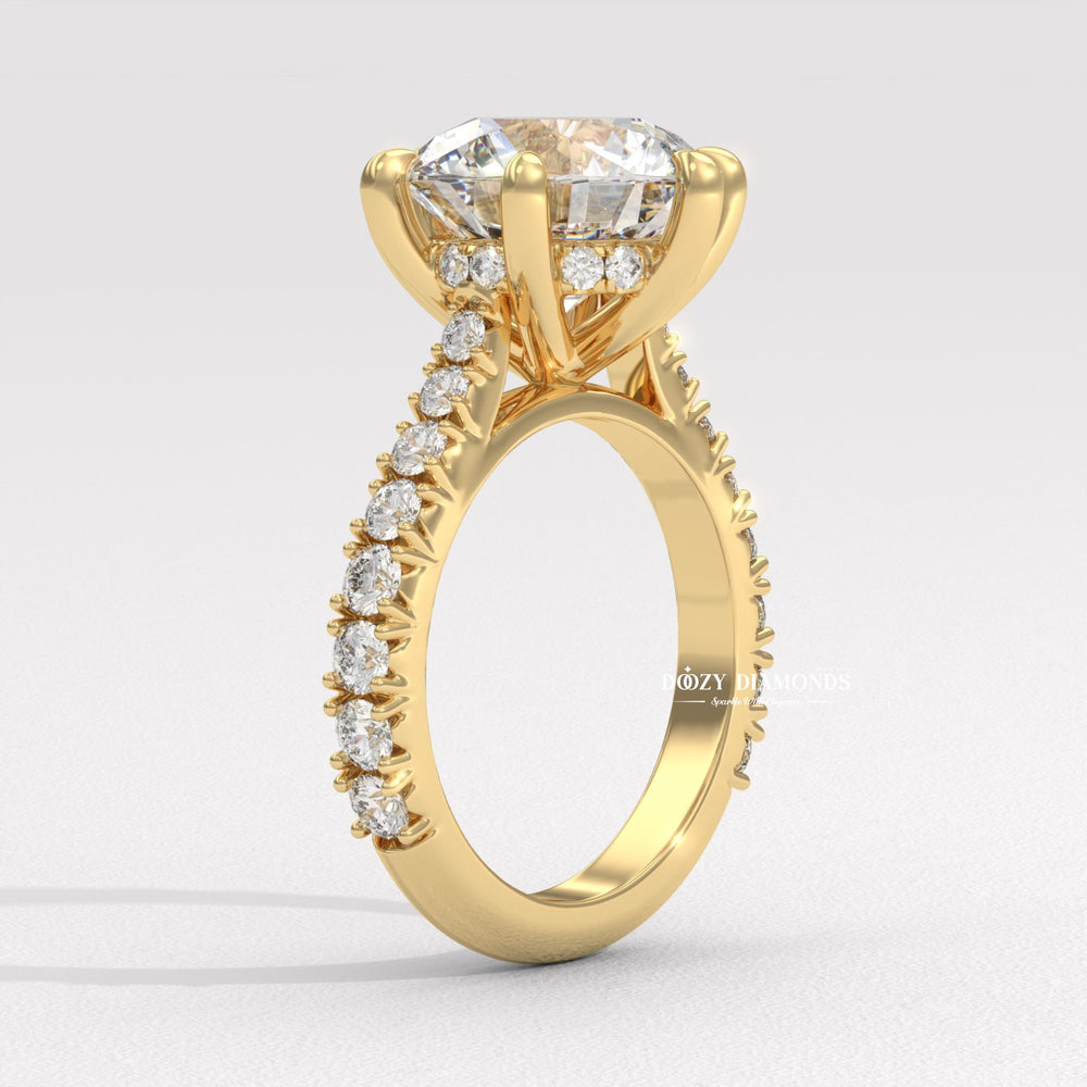 round brilliant diamond ring, round cut diamond ring, round engagement ring, hidden halo ring,